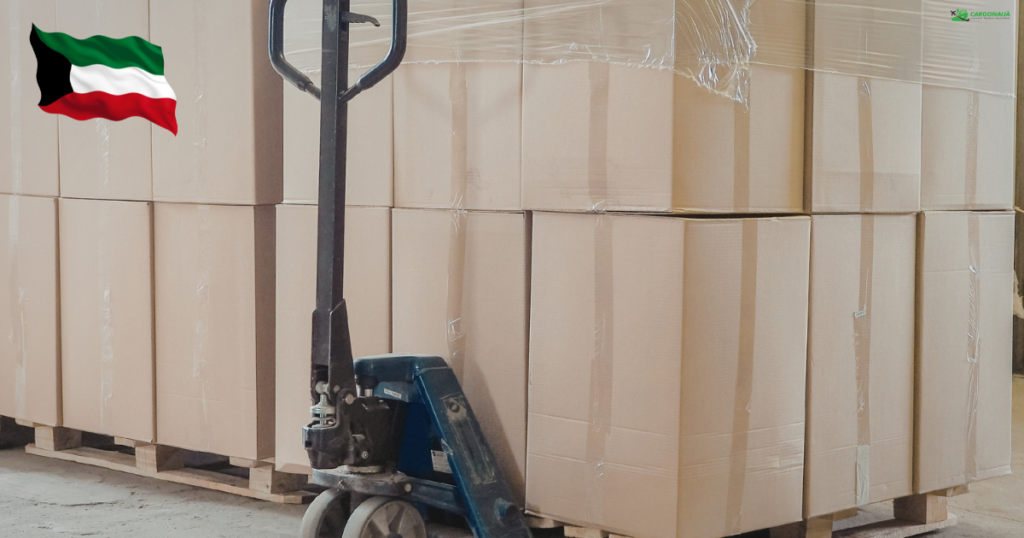 Export packaging boxes prepared for cargo shipping from UK to Kuwait air freight