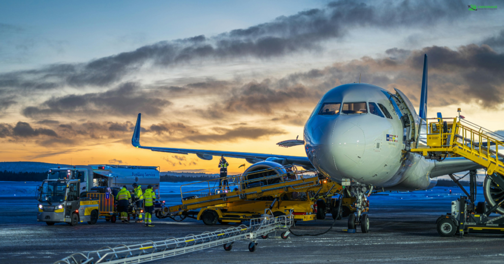 door to airport air cargo UK to USA cargo plane loading pallets express shipping