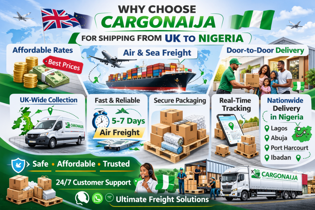 shipping from UK to Nigeria air freight sea cargo door to door delivery Cargonaija logistics
