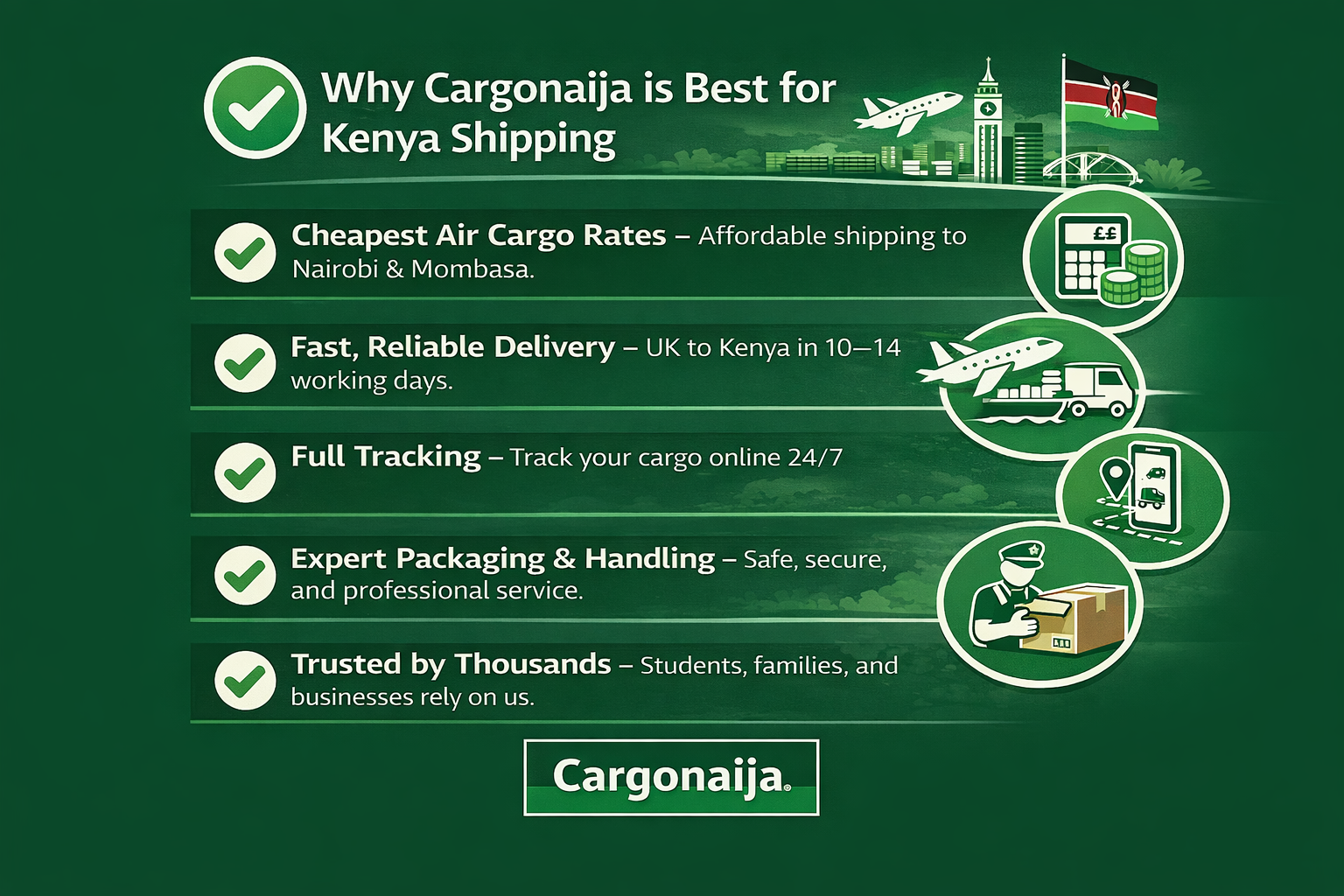 why cargonaija is the best cargo company for shipping from uk to kenya