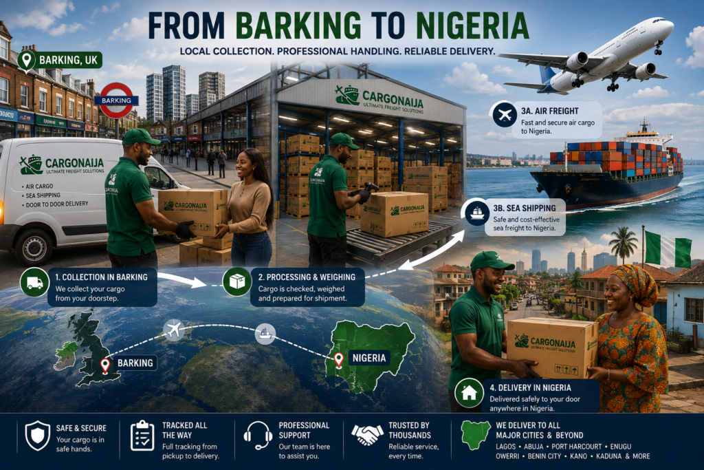 Cargo collected in Barking for Cargonaija shipping and delivery across Nigeria