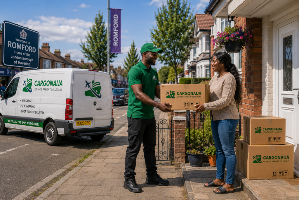 Cargonaija driver collecting Nigeria-bound cargo from a customer in Romford