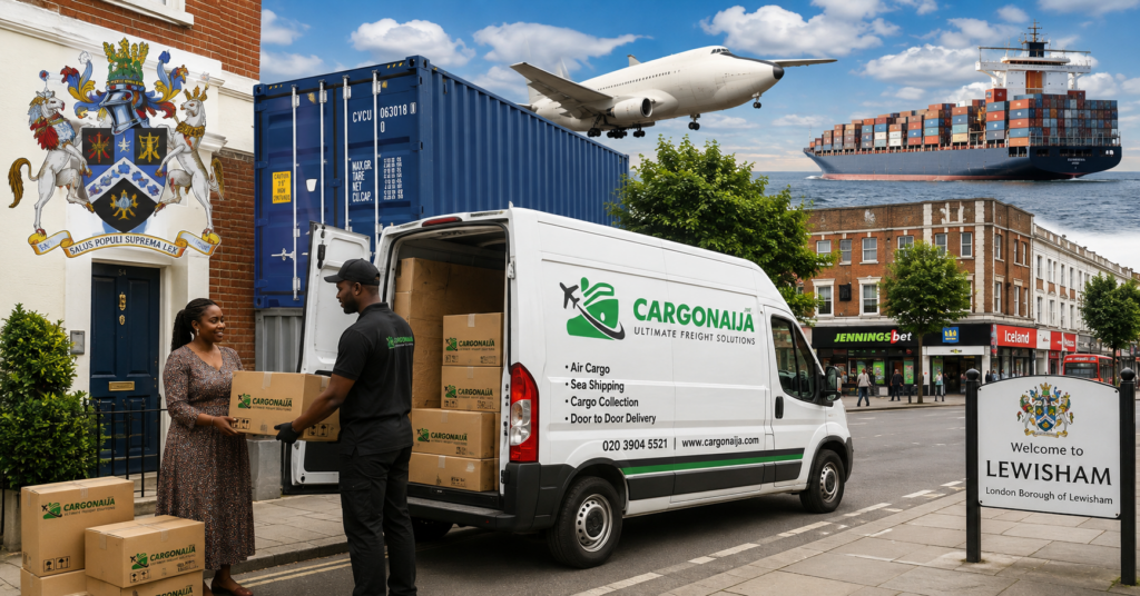 Cargonaija van collecting cargo in Lewisham for shipping to Nigeria