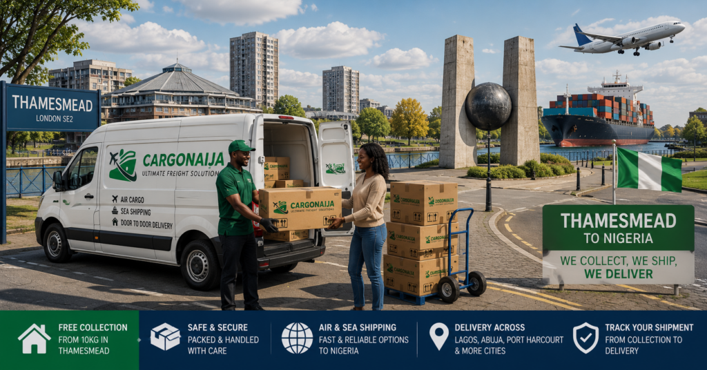 Cargonaija van collecting cargo in Thamesmead for shipping to Nigeria