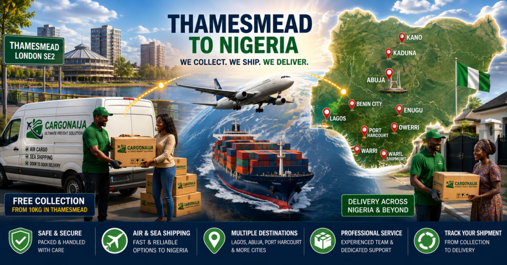 Cargo collected in Thamesmead for delivery to Lagos Abuja and other Nigerian destinations