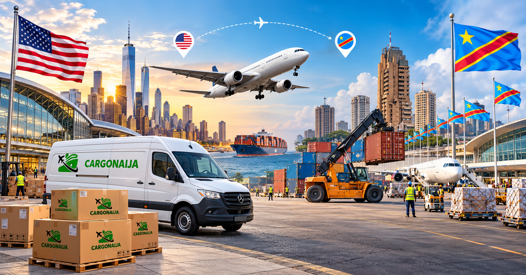 Cargo from USA to Democratic Republic of Congo with Cargonaija air freight, parcel and sea shipping services
